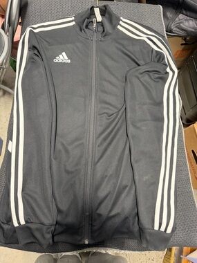 adidas Black Jacket with White Stripe Accents